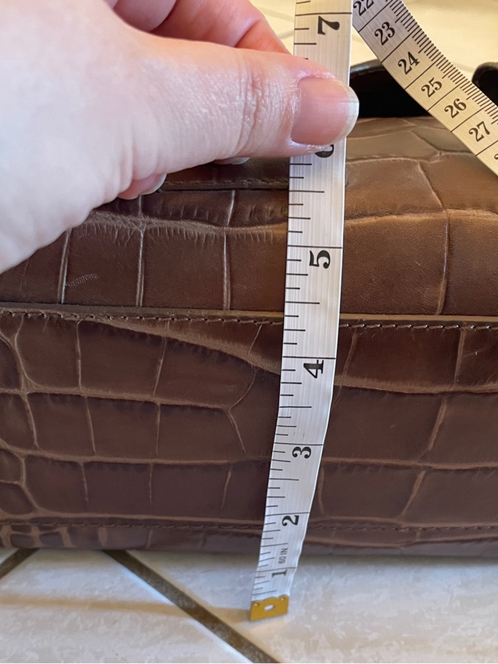 Brown Croc-Embossed Top-Handle Satchel - Women Bags - Picture 11 of 16